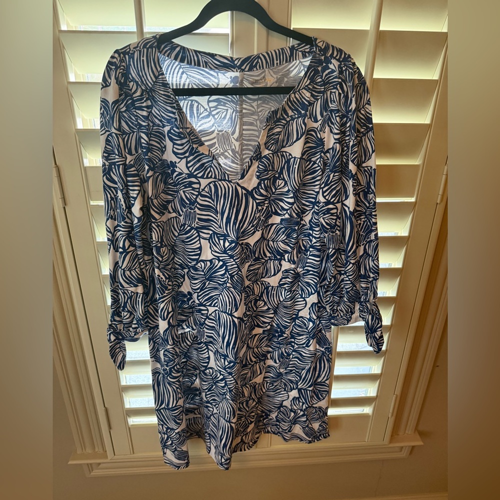 Lilly Pulitzer Navy and White Quarter Sleeve Dress